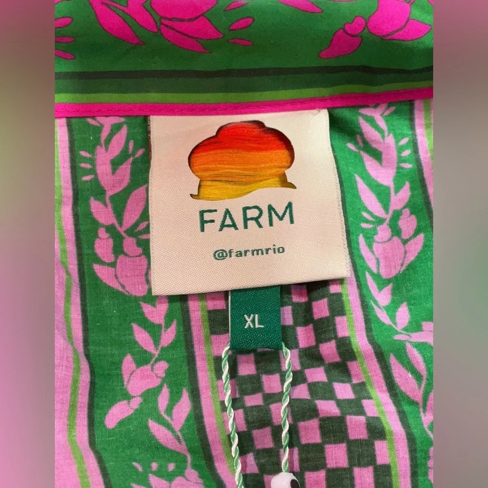 🌺 Farm Rio Ana Tapestry Sleeveless Dress, NWT, pink green bold summer midi dress - Picture 11 of 12